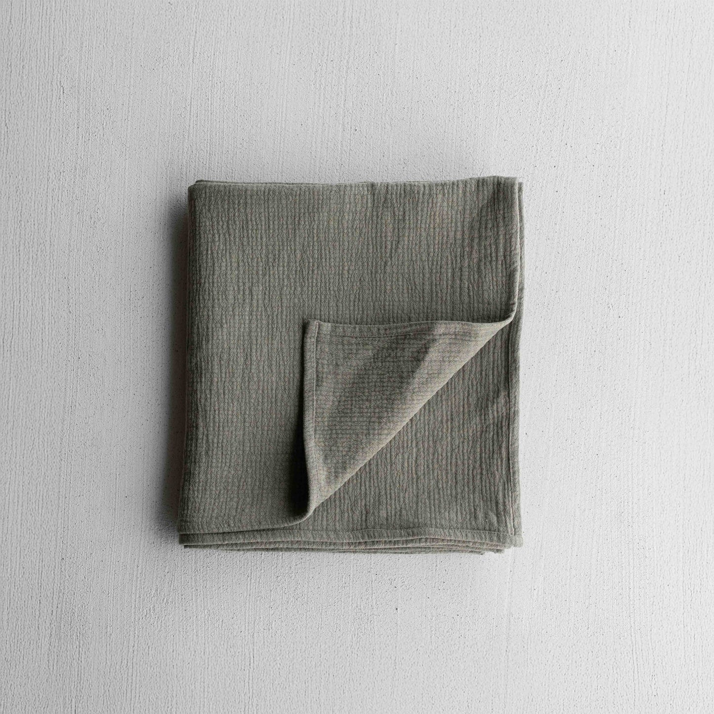 Green Linen Throw Blanket