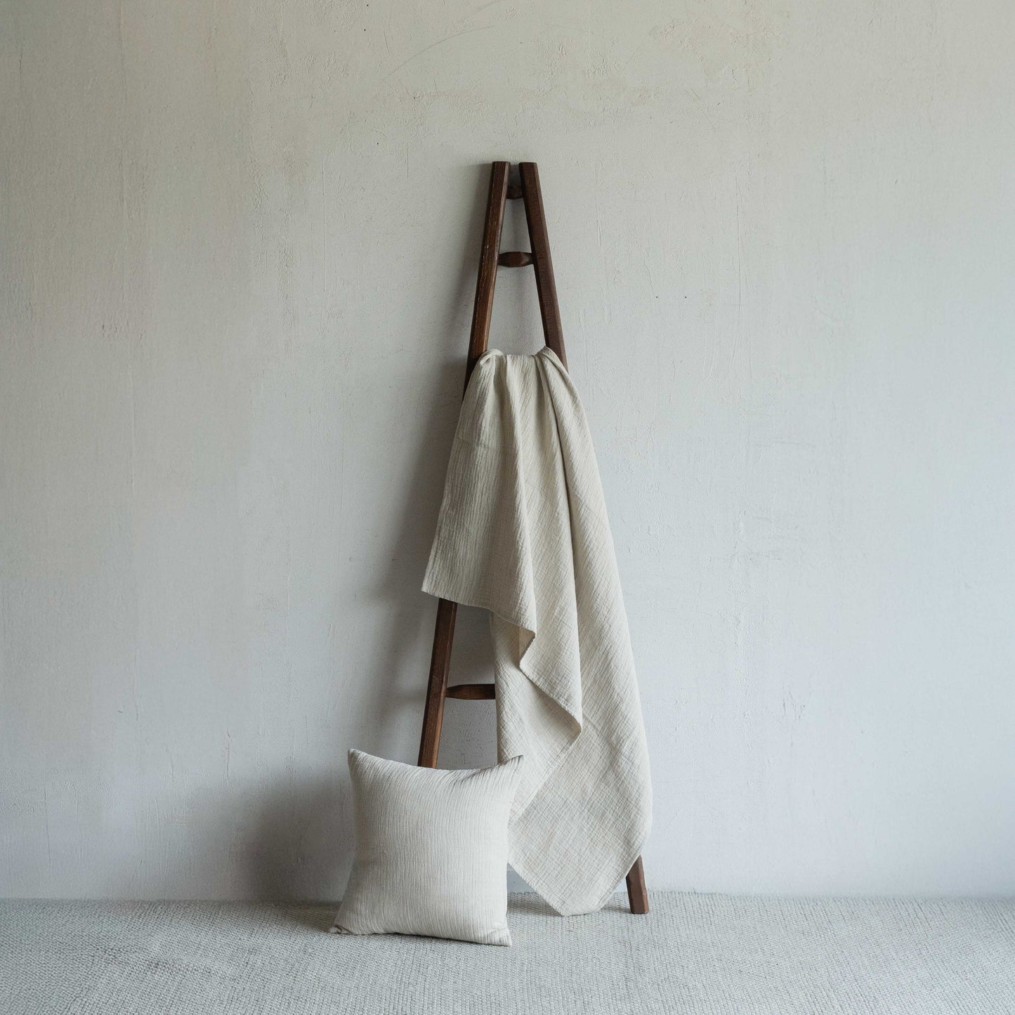 Beige Linen Throw Blanket